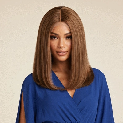 Woman seamlessly blending her natural hair with a U-part wig